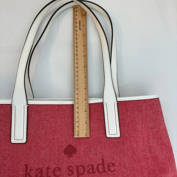 Kate Spade Ash Street Logo Tote Asphalt Red Triple Compartment - Picture 16 of 16